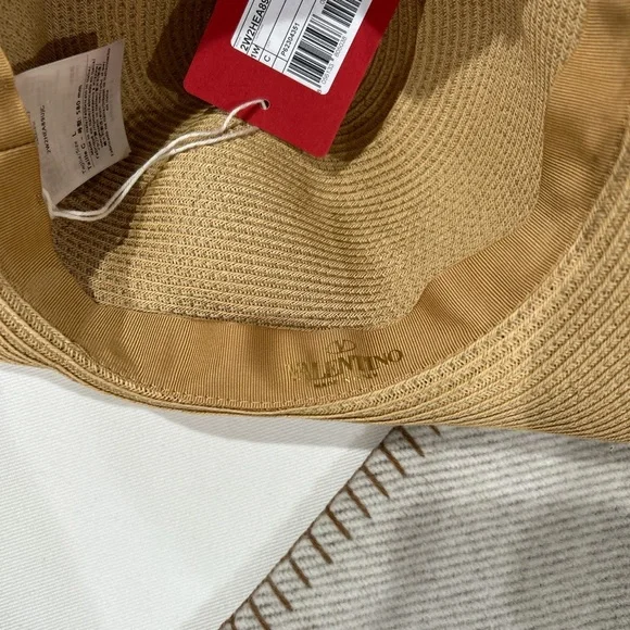 Valentino silk scarf Roman Stud large brim hat NWT